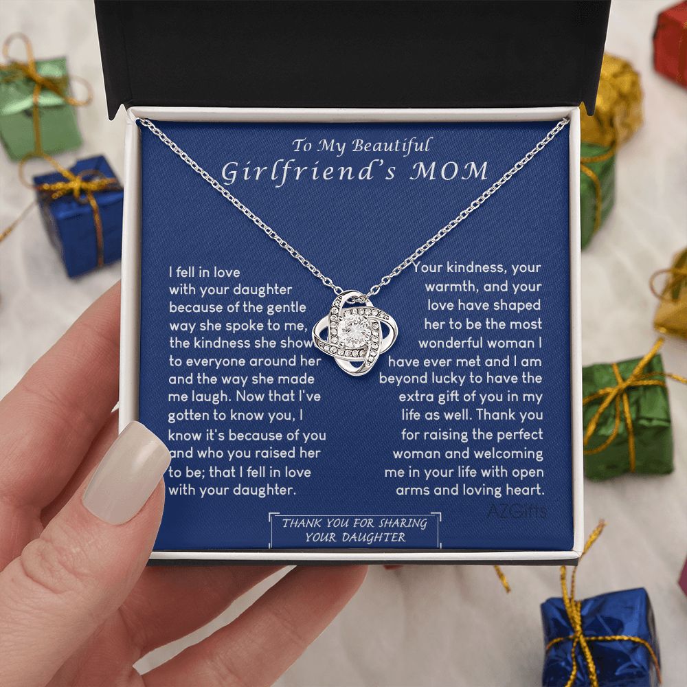To My Girlfriend's Mom Necklace, Beautiful Girlfriend's Mom Necklace From Daughter Girlfriend's Mom Love Knot Necklace Gift Necklace For Girlfriend's Mom From Daughter Girlfriend's Mom Gift Necklace