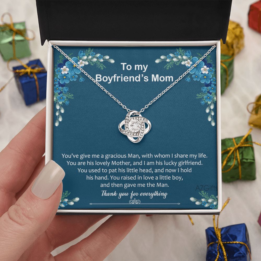 Gift For Boyfriend's Mom Gift Necklace, Boyfriend Mom Gifts From Girlfriend, Love Knot Necklaces For Boyfriends Mom, Thank You For Everrything Necklace Mothers Day For Boyfriend Mom Christmas Love Knot Necklace 6323