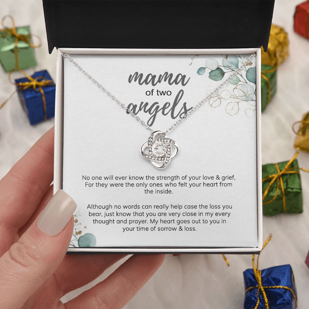 Mama Love Knot Necklace, Mama Of Two Angels Necklace From Daughter, Love And Grief Necklace Gift For Mom, Mother's Day Necklace Gift For Mom, Jewelry Gift For Mom From Daughter Gift Necklace To Mom Love Knot Necklace 6323