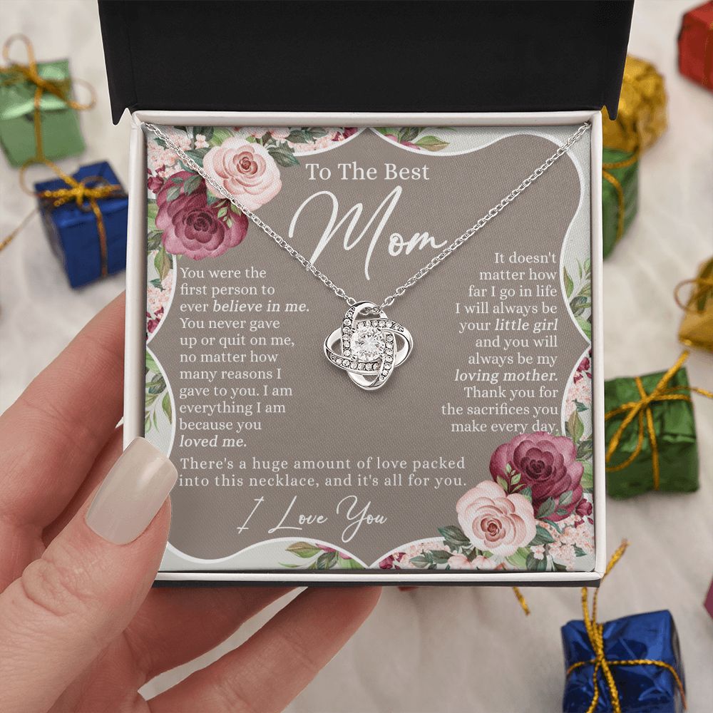 Mom Gift Necklace, To The Best Mom Love Knot Necklace Gift From Daughter, Mother And Daughter Gift Necklace Personalized Gift Necklace For Mom, Mother Thank You Love Knot Necklace Gift For Women Love Knot Necklace 6323