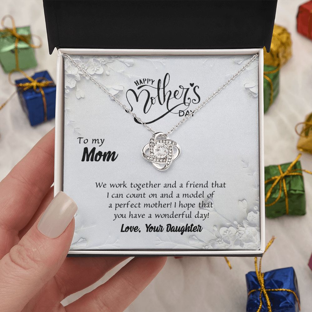 Happy Mother's Day Necklace, To My Mom Love Knot Necklace Gift From Daughter, Mom Your Daughter Necklace, Daughter And Mother Love Knot Pendant Gift For Mom Gift Necklace, Jewelry Gift For Women Love Knot Necklace 6323