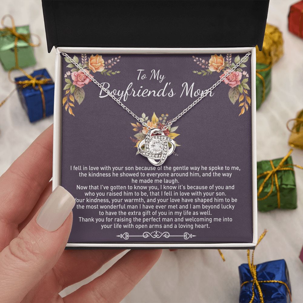 To My Boyfriend's Mom Necklace Gifts For Boyfriend's Mom Birthday Gift Necklace For Boyfriend's Mom, Mother's Day Love Knot Jewelry Box For Boyfriend's Mom Mother In Law Gift From Daughter In Law