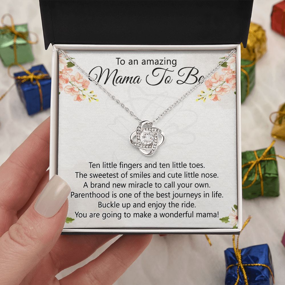 To An Amazing Mama To Be Necklace, New Mom Necklace, Mama To Be Love Knot Necklace Gift for New Mommy, Mother's Day Necklace Gift for New Mom New Mother Gift Necklace Pregnancy Gift for Mama Mommy