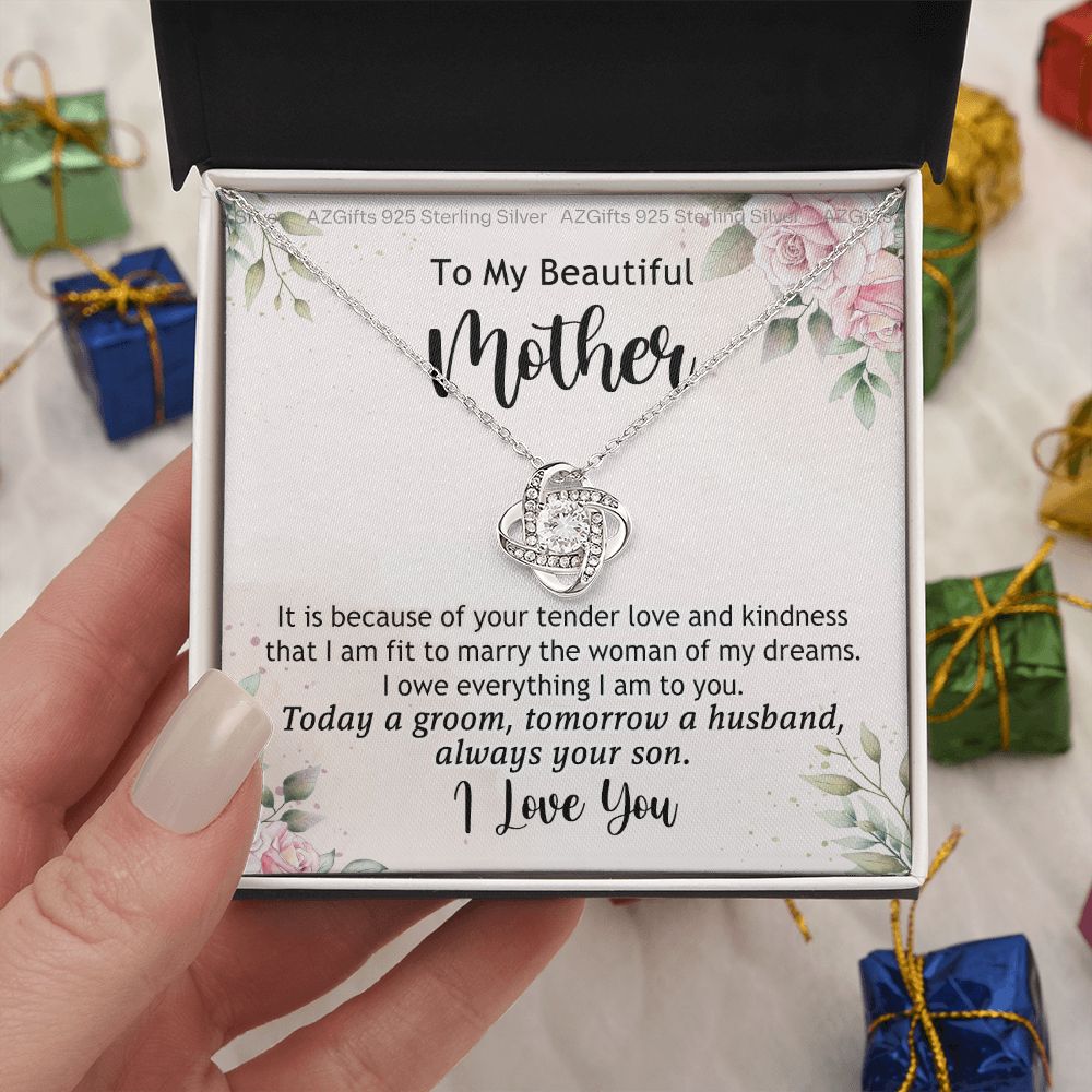 To My Beautiful Mother Necklace, The Love Knot Necklace Gift For Mom, Mother, Bonus Mom Gift Necklace, Beautiful Mom Gift Necklace From Son, Love Always Your Son Necklace Gift For Mother, Mom Gift