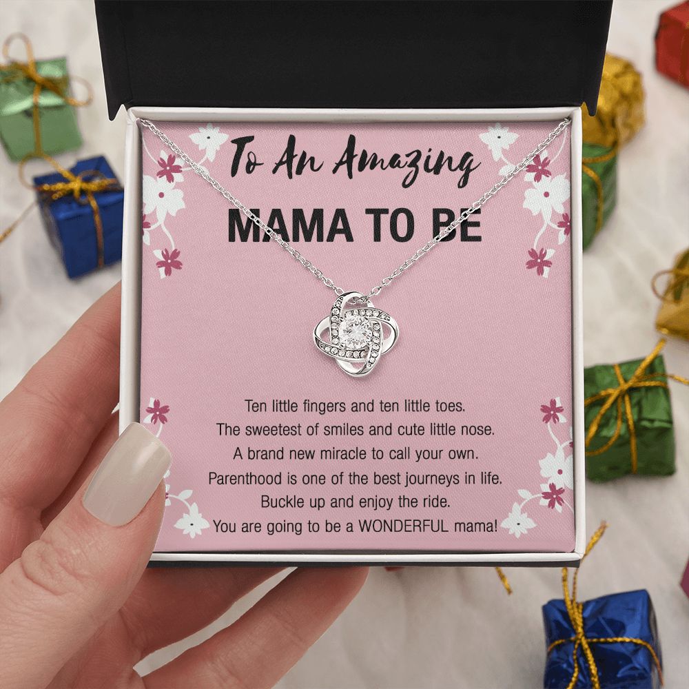 Mama To Be Necklace, To An Amazing Mama To Be Necklace From Daughter, Little Girl Necklace Gift For Mom, Wonderful Mama Pendant, Daughter And Mother Love Knot Necklace Gift For Mom Jewelry To Mama Love Knot Necklace 6323