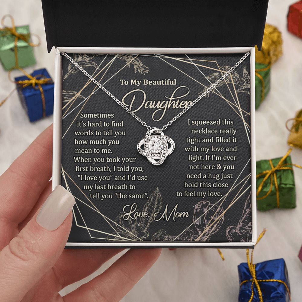 To My Daughter Necklace Love Knot Necklace Gift for Daughter from Mom Jewelry Gift for Daughter Mother Daughter Necklace Birthday Gift Daughter Necklace for Teen Girl Christmas Daughter Necklace Gift from Mom