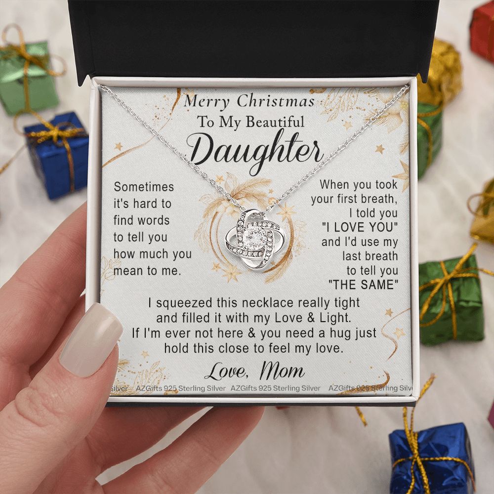 To My Daughter Necklace from Mom Merry Christmas for Daughter from Mother Daughter Christmas Necklace from Mom Daughter Necklace for Xmas Holiday Gifts