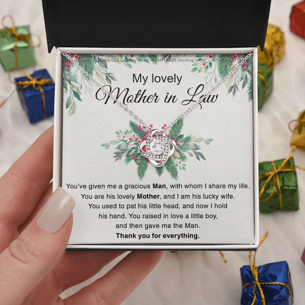 Mother in Law Gift Necklace, To My Lovely Mother In Law Love Knot Necklace From Daughter In Law Thank you For Mom Necklace Jewelry Gift For Women Bonus Mom Gift Necklace, Lovely Mother Gift Necklace Love Knot Necklace 6323
