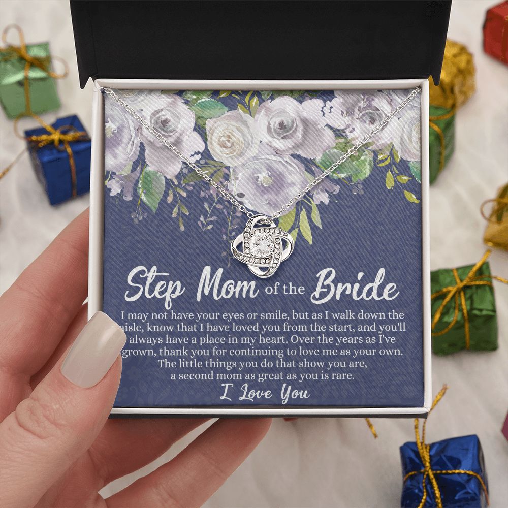 Mom Of The Bride Gift Necklace, To My Step Mom Love Knot Necklace From Daughter, Step Mom Gift Necklace - Second Mom Gift Necklace, Jewelry Gift For Women, Daughter To Step Mom Of The Bride Necklace Love Knot Necklace 6323