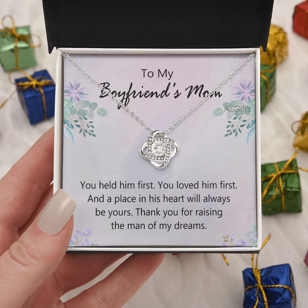 To My Boyfriends Mom Necklace Jewelry Gifts For Boyfriends Mom Mothers Day Love Knot Necklace Gift For Boyfriend's Mom, To My Boyfriends Mom Gifts On Birthday Christmas Thanksgiving Retirement