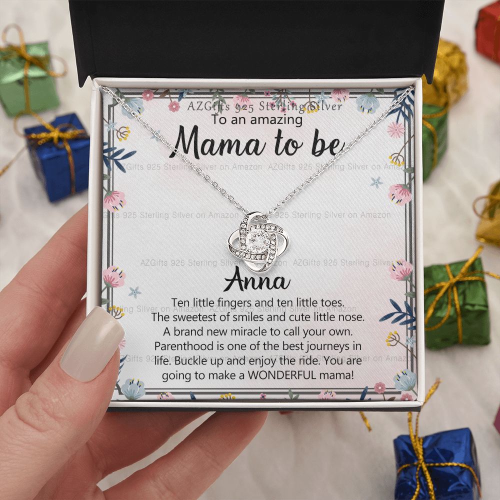 To An Amazing Mama To Be Necklace, Mom To be Gift Necklace First Time Mom Pregnancy Gift Necklace for New Mom Gift Expectant Mother's Day Love Knot Necklace Gift for New Mom Jewelry Gift for Women