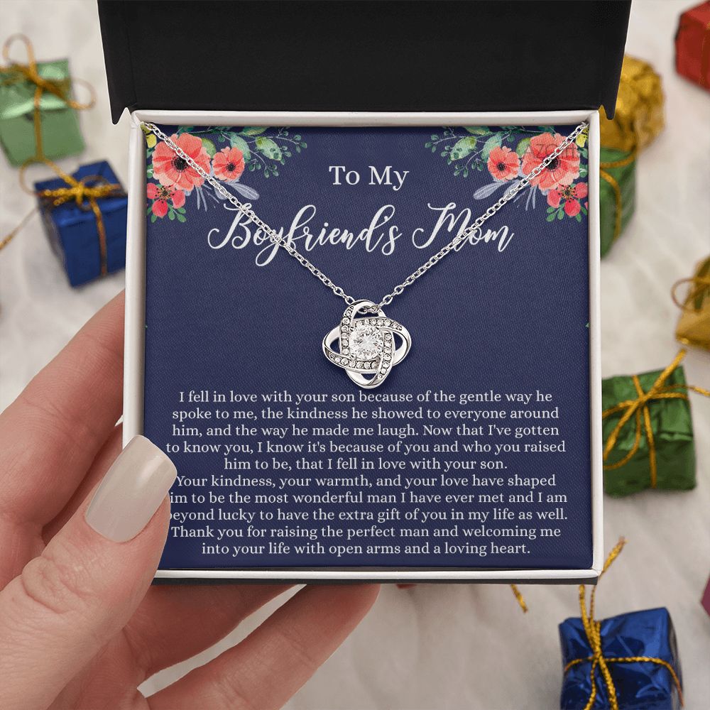 To My Boyfriend Mom Necklace, Gift For Boyfriend Mother, Birthday Gift For Boyfriend's Mom, Christmas Holiday Gift, Mothers Day Gift For Boyfriends Mom, Love Knot Necklace For Boyfriend's Mom