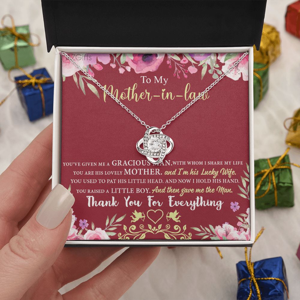Gift For Mother In Law Necklace, To My Mother In Law Gift Necklace, Mom Love Knot Necklace, Gift To Mother In Law Necklace For Beautiful Mom Jewelry, Mother In Law Beautiful Mom Jewelry For Women Love Knot Necklace 6323