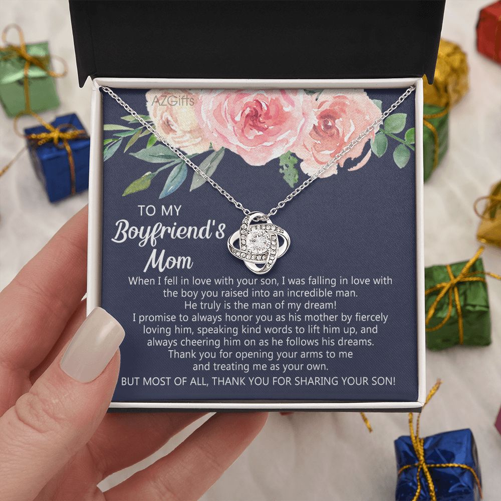 To My Boyfriends Mom Necklace, Gifts for Boyfriend's Mom Necklace, Thank You Your Son Gift Necklace, Gifts My Boyfriends Mom Love Knot Necklace From Man Boyfriends Mom Christmas Necklace Mother's Day