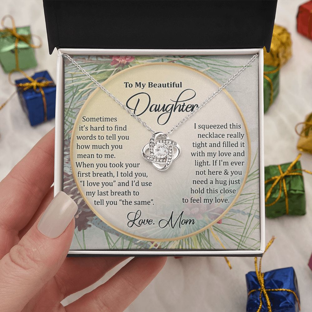 To My Daughter Necklace Love Knot Necklace Gift for Daughter from Mom Birthday Gift Daughter Necklace for Teen Girl Christmas Daughter Necklace Gift from Mom Mother Daughter Necklace Jewelry Gift for Daughter
