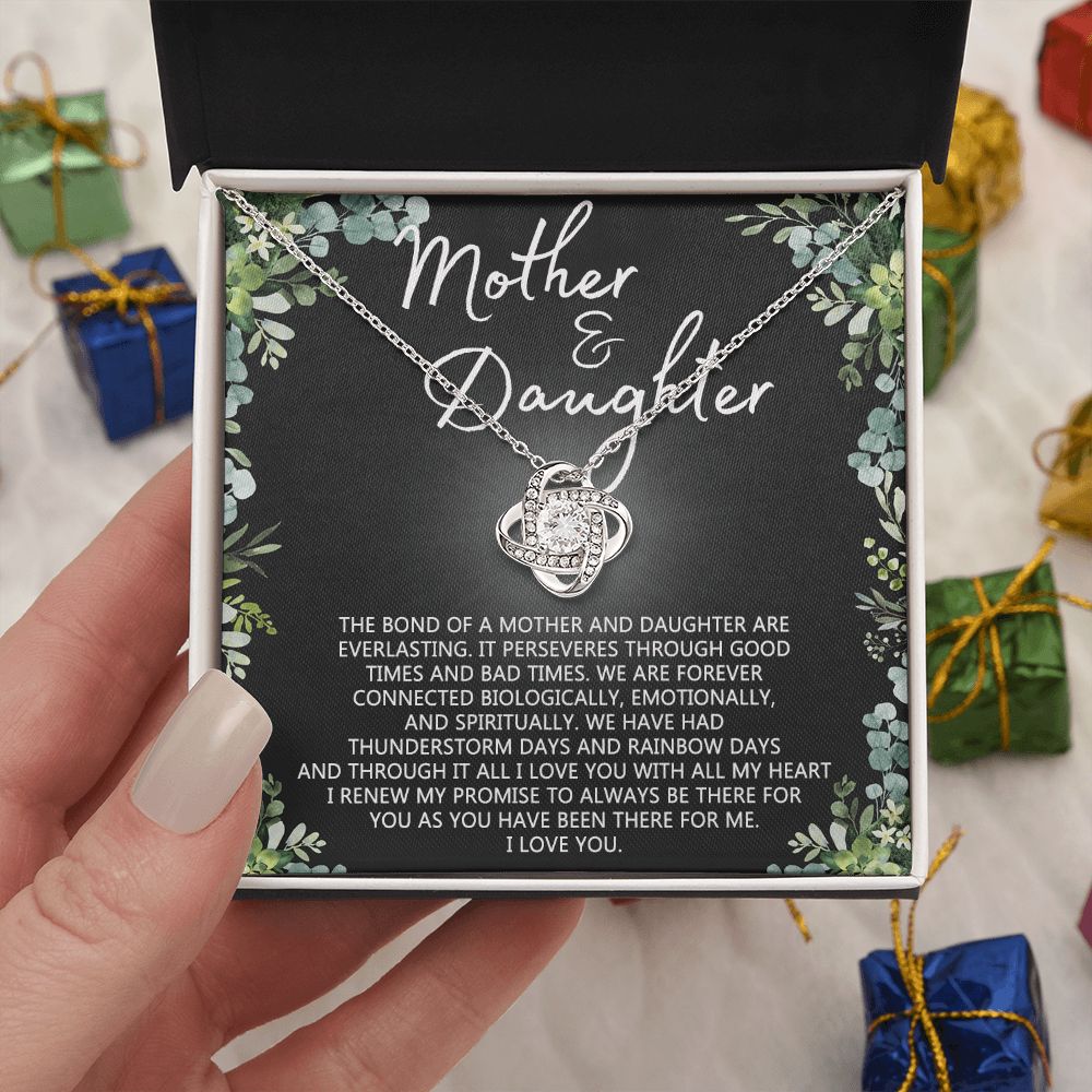 Mother And Daughter Necklace, Mothers day Necklace Gift For Mother, To My Mother Love Knot Necklace Gift From Daughter To Mom Jewelry Gift For Women Bonus Mom Boyfriend's Mom Gift Necklace Love Knot Necklace 6323