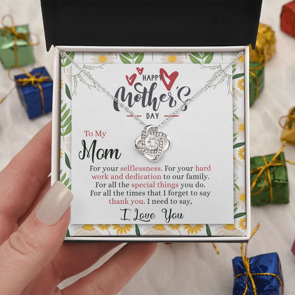 To My Mom Necklace, Happy Mother's Day Necklace Gift For Mom, Thank You Gift Necklace For Mom, To My Mom Necklace From Daughter Or Son, Mother And Daughter Jewelry Gift For Women, Bonus Mom, Mother Love Knot Necklace 6323