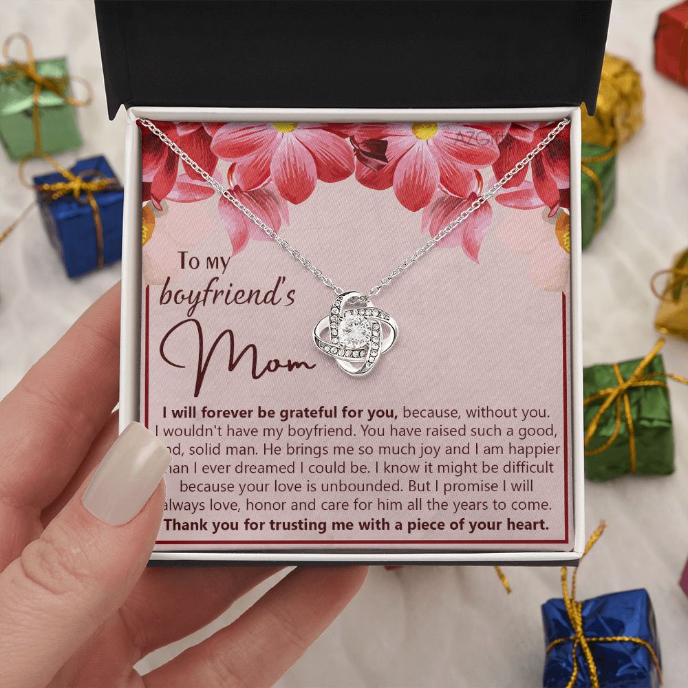 To My Boyfriend's Mom Necklace Gift For Boyfriends Mom, Love Knot Necklace For Boyfriend's Mom, Boyfriend's Mom Gifts From Girlfriend Mom Mother's Day, Xmas Holiday Present Jewelry For Women