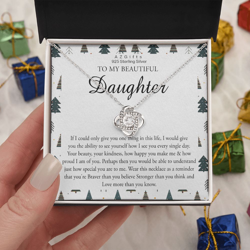 To My Beautiful Daughter Christmas Necklace Gift from Mom Daughter Birthday Gift from Mother to Daughter Gift Personalized Daughter Gift from Mom Daughter Jewelry for Girls Love Knot Necklace set gift for daughter