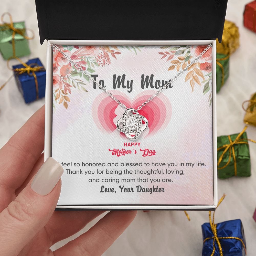 Happy Mother's Day Necklace, To My Mom Love Knot Necklace From Daughter, Badass Mom Necklace Gift For Mom Thank You Necklace Gift For Mom, Mother And Daughter Jewelry Gift For Women, Bonus Mom Love Knot Necklace 6323