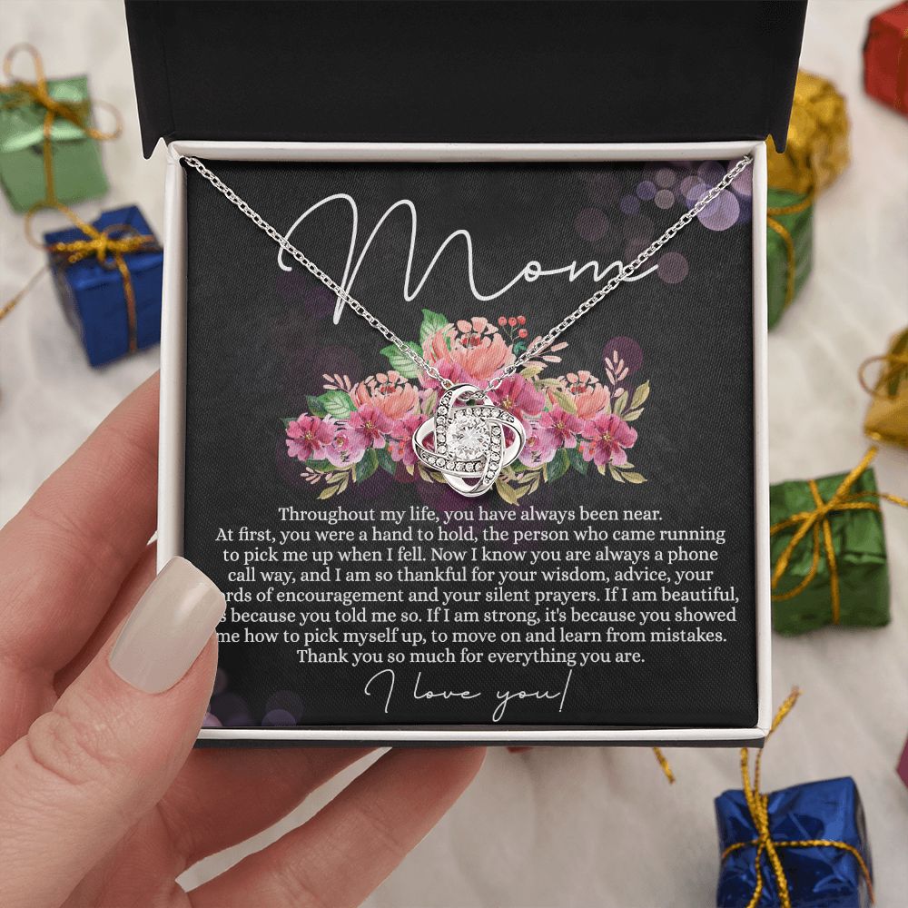 Mom Gift Necklace, To My Mom Love Knot Necklace From Daughter, Thank You Necklace Gift For Mom, Mother's Day Necklace Gift For Mom, Birthday Gift For Mom, Anniversary Jewlry Gift For Women Love Knot Necklace 6323
