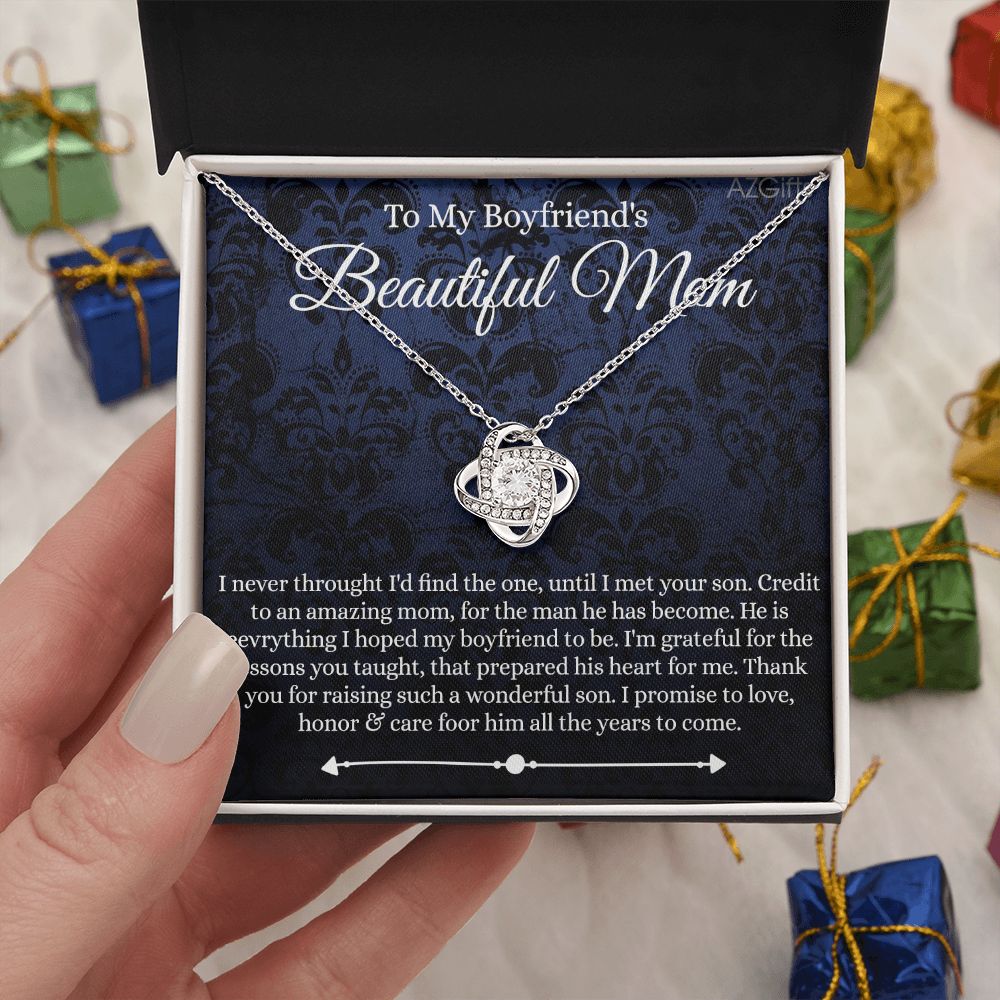 To My Boyfriend's Mom Necklace With Message Card Box, Boyfriends Mom Gift Necklace For Boyfriends Mom, Mother Girlfriends To Boyfriend Mom Gift Necklace For Mom Of Boyfriend Custom Message Card