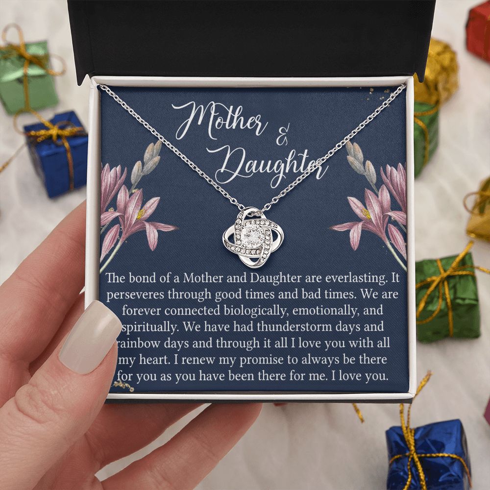 Mother And Daughter Gift Necklace - To My Mother Love Knot Necklace Gift From Daughter, Bond Of A Mother And Daughter Gift Necklace For Mom, Jewelry Gift For Women, Mother, Birthday Gift For Mom Love Knot Necklace 6323
