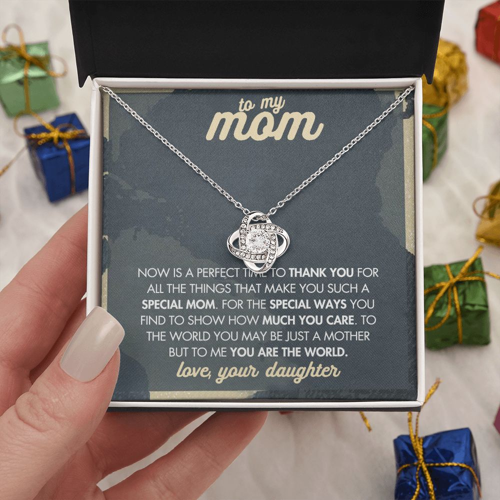 Mother And Daughter Necklace, To My Mom Love Knot Necklace From Daughter, Now Is A Perfect Time To Thank You Necklace Gift For Mom, Mother On Birthday Gift Anniversary Wedding Day Necklace For Mom Love Knot Necklace 6323
