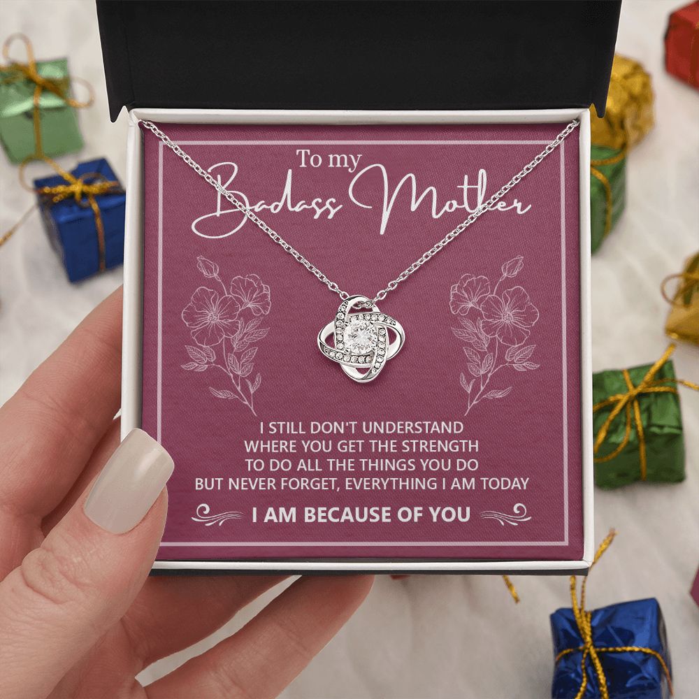Badass Mother Necklace, To My Badass Mother Love Knot Necklace, Badass Mom Gift Necklace, Badass Mother Necklace Gift From Daughter, Mother's Day Necklace Gift For Mom, Jewelry Gift For Women Badass Love Knot Necklace 6323