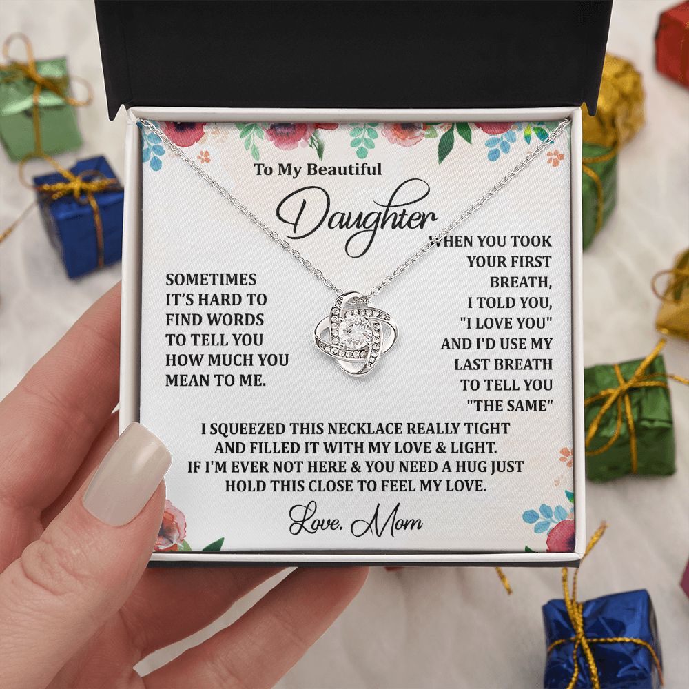 To My Daughter Necklace Love Knot Necklace Gift for Daughter from Mom Christmas Daughter Necklace Gift from Mom Birthday Gift Daughter Necklace for Teen Girl Jewelry Gift for Daughter Mother Daughter Necklace