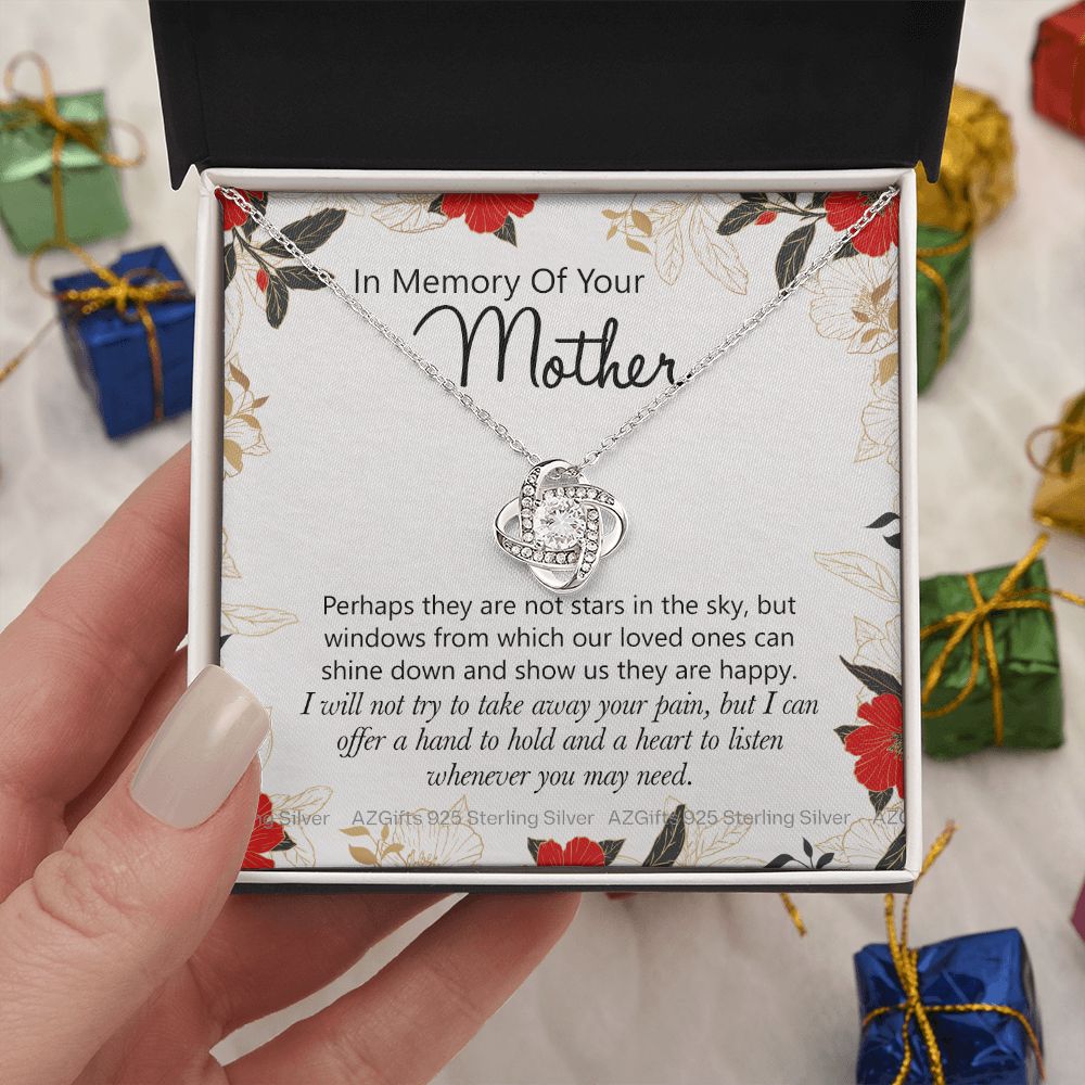 In Memory Of Your Mother Gift Necklace, Sympathy Loss Of Mother Necklace, Bereavement Gift Box For Mother Loss Of Mother Gift Necklace To My Mother Necklace From Daughter Son Jewelry Gift For Women Love Knot Necklace 6323