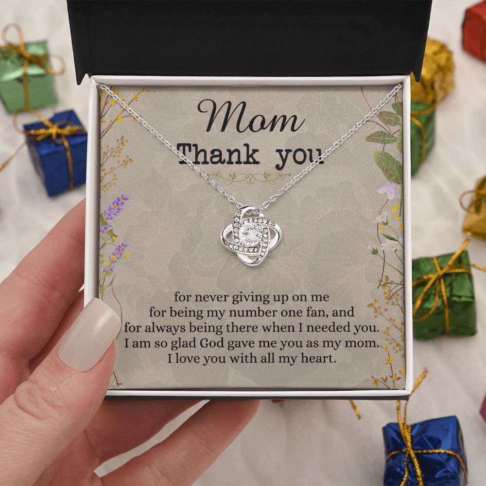 Mom Thank You Gift Necklace, To My Mom Love Knot Necklace From Daughter Necklace Gift For Mom Mother's Day Necklace Gift For Mom, Birthday Gift For Mom Anniversary Jewlry Gift For Women, Mom Love Knot Necklace 6323