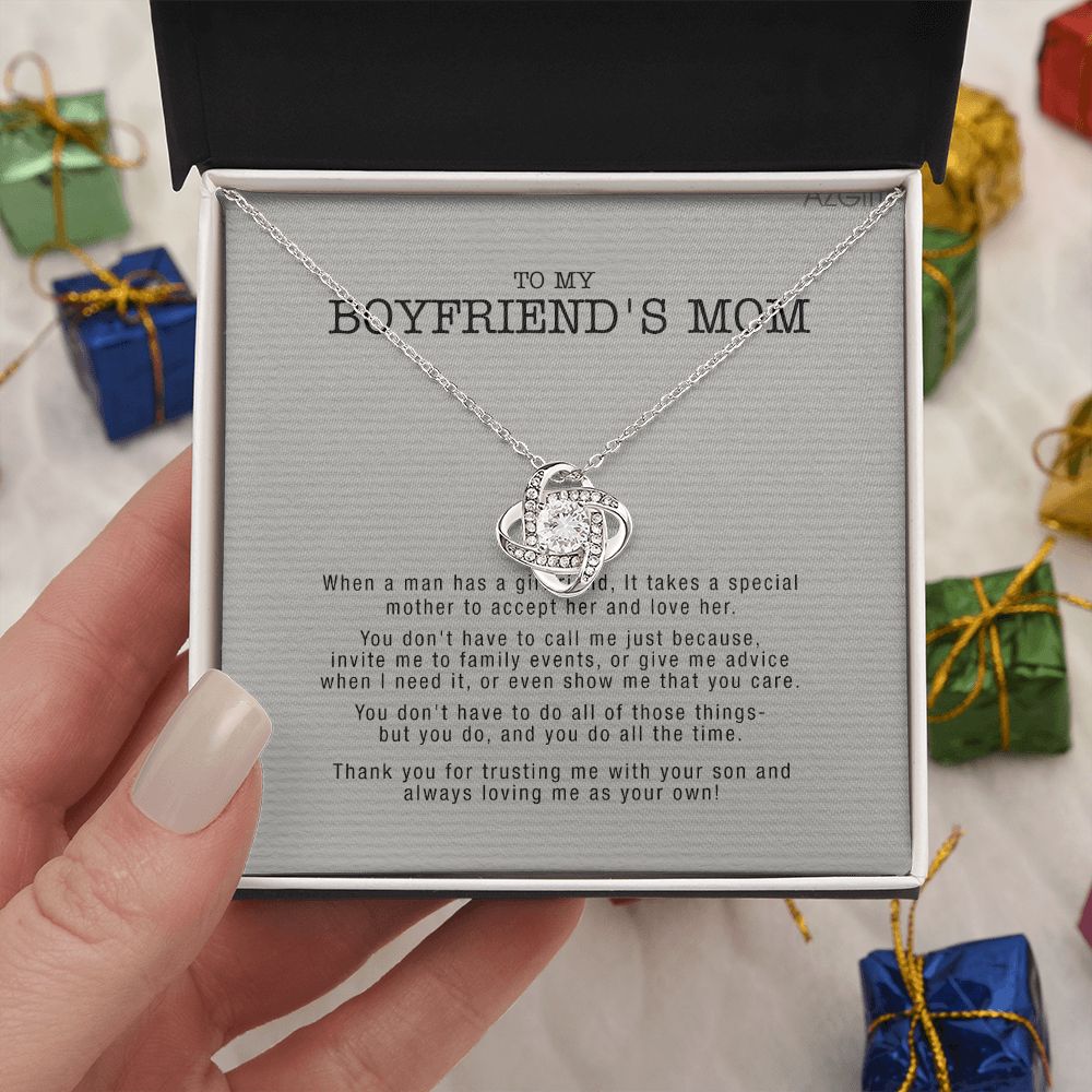 Gifts for Boyfriend's Mom Necklace, To My Boyfriends Mom Necklace, Boyfriend's Mom Gifts, Gifts For My Boyfriends Mom Love Knot Necklace From Man, Boyfriends Mom Christmas Necklace Mother's Day Love Knot Necklace 6323