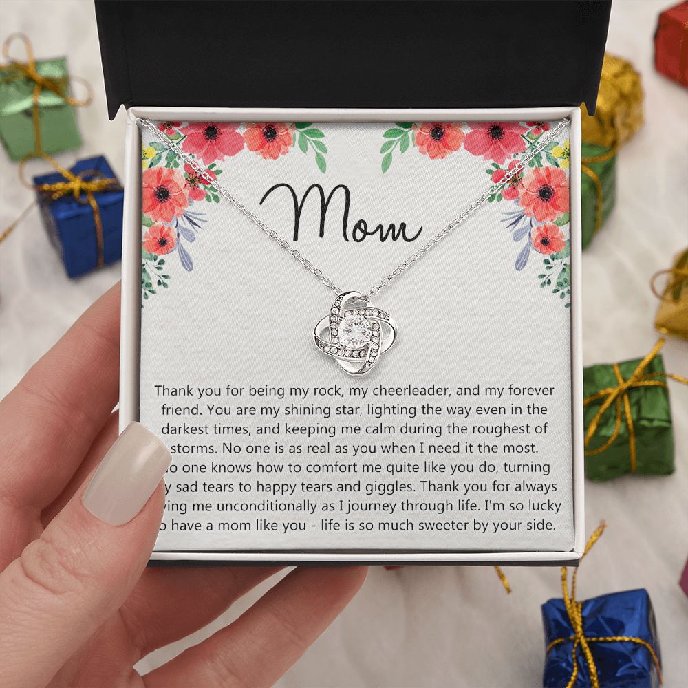 Mom Gift Necklace, Mother's Day Necklace Gift For Mom, To My Mom Love Knot Necklace Gift for Mom, Gift Anniversary Mother And Daughter Thank You Gift Pendant Jewelry Gift For Women Mom From Daughter Love Knot Necklace 6323