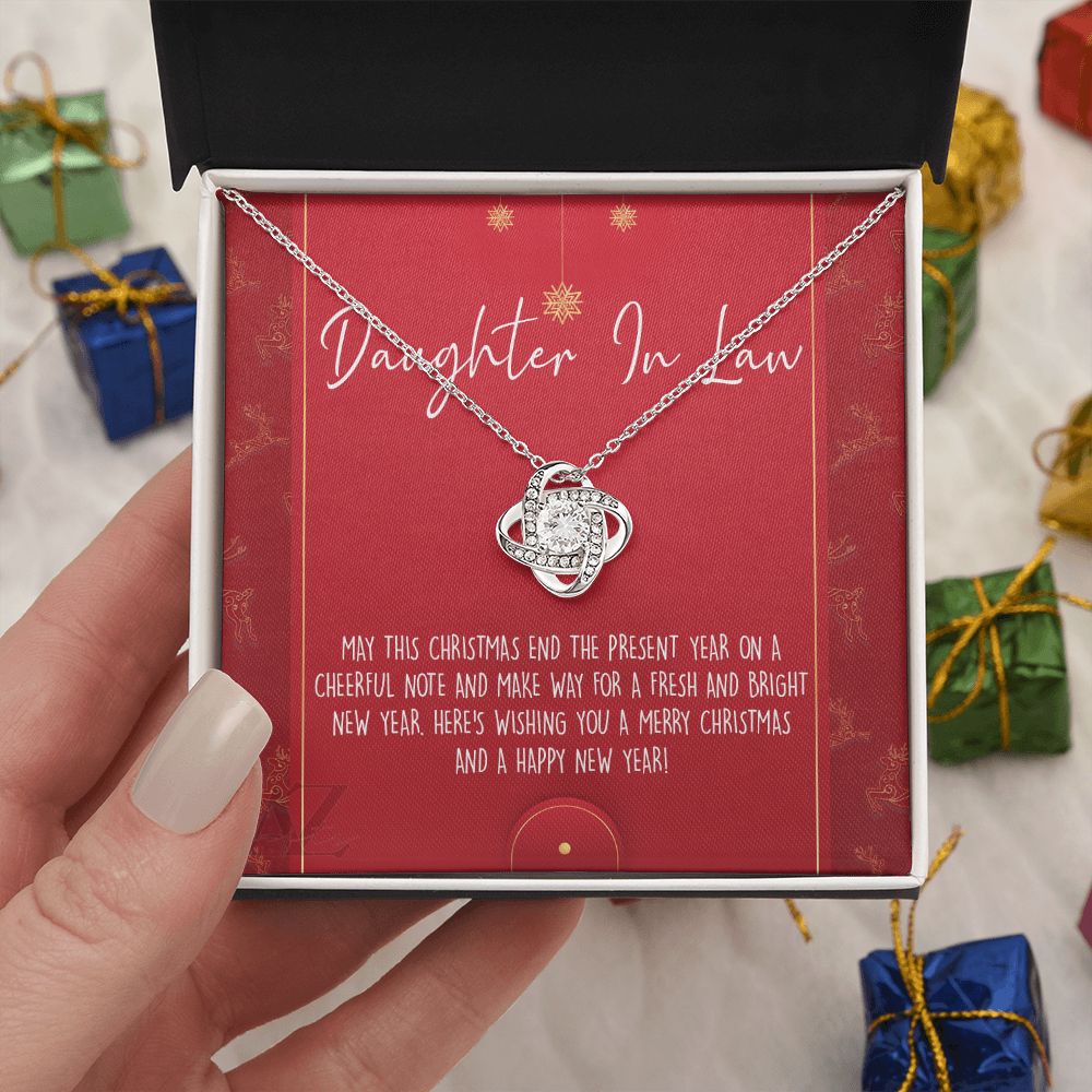 Christmas Gift for Daughter in Law Necklace, Daughter in Law Jewelry, Gift for Daughter in Law, Gift from Mother in Law, Daughter in Law Xmas Holiday Gift From In Law Love Knot Necklace