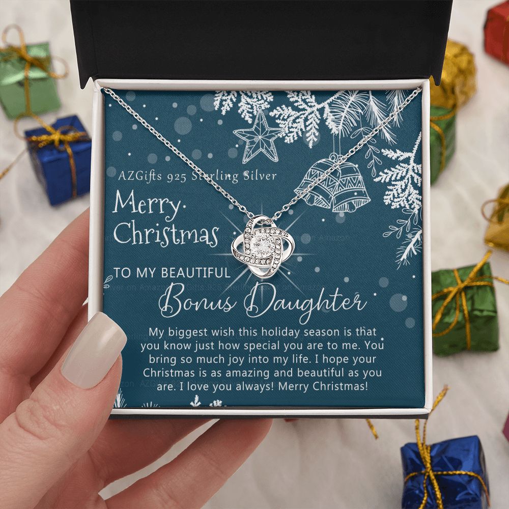 To My Bonus Daughter Necklace from Bonus Mom Christmas Necklace from Step Mom to Step-Daughter Second Daughter Other Daughter Christmas Pendant Gift for Her Girls