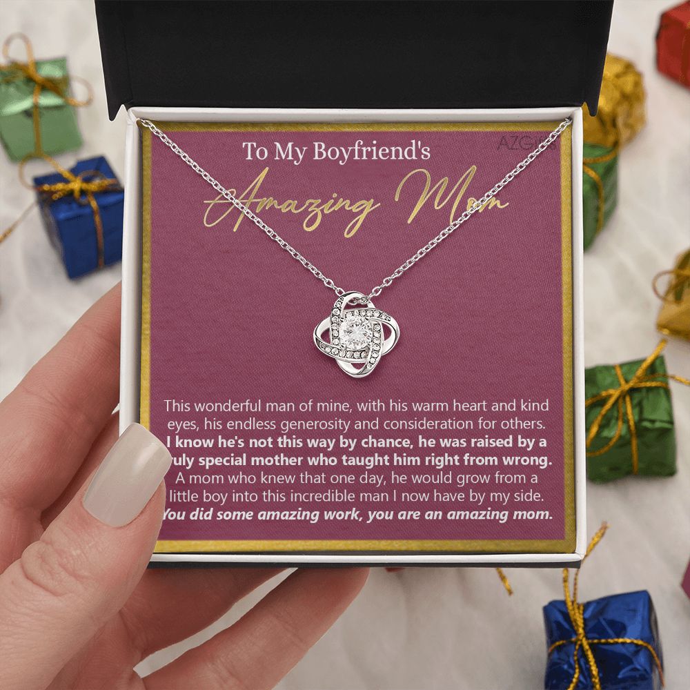 To My Boyfriends Mom Love Knot Necklace, Gifts For Boyfriend Mom, Boyfriends Mom Birthday Gift Idea, Boyfriend Mother Gift, Necklace For Boyfriends Mom, Mother's Day Gift Necklace For Women