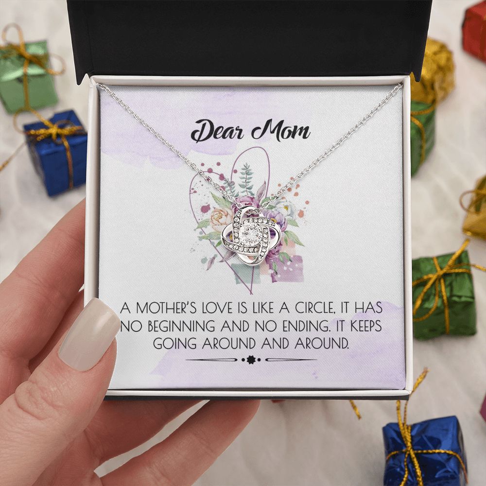 Mom Gift Necklace, Dear Mom Love Knot Necklace Gift From Daughter And Mother Love Knot Pendant Gift For Mom Bonus Mom Gift Necklace Around And Around Pendant Gift For Mom Jewelry Gift For Women Love Knot Necklace 6323