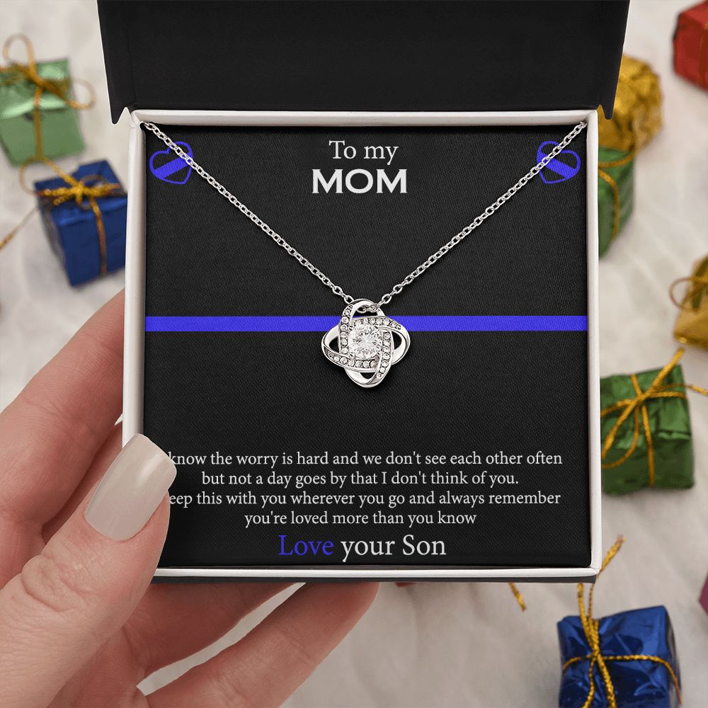 To My Mom Necklace From Son, Mothers Day Necklace Gift For First Mothers Day, Love Your Son Love Knot Necklace Gift For Mom, Best Friend Gifts For Mothers Day Things For Your Mom Jewelry Gift For Mom Love Knot Necklace 6323