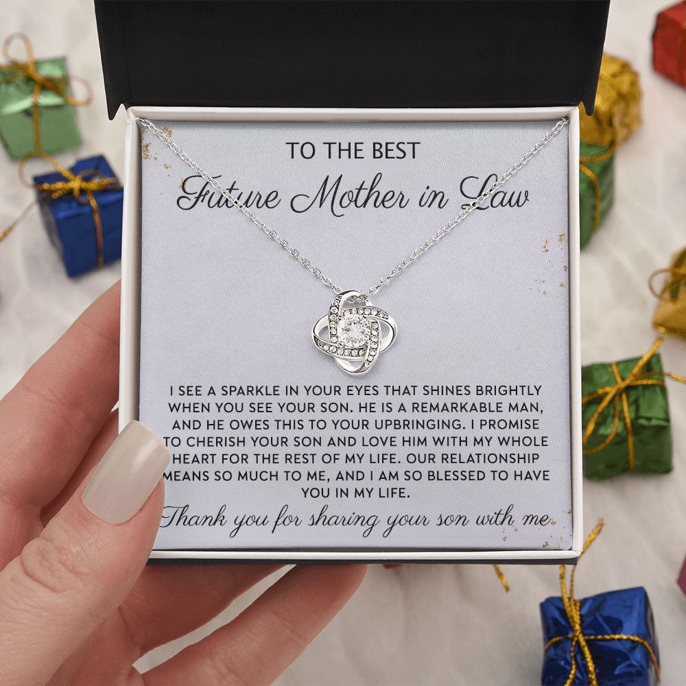 Future Mother In Law Necklace, To The Best Future Mother In Law Necklace From Son, Mother of the Groom Gift Necklace From Bride Wedding Gift Love Knot Pendants from Bride, Jewelry Gift For Women Love Knot Necklace 6323