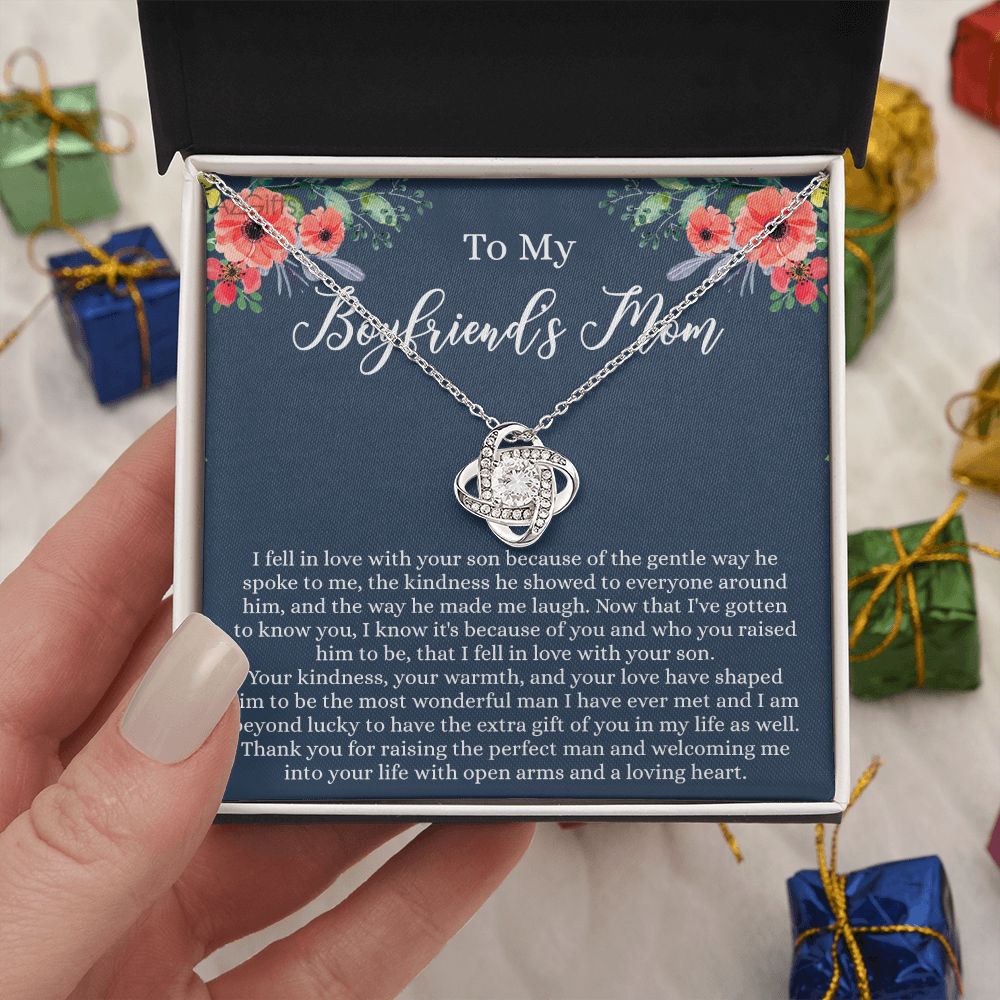 Gift For Boyfriend's Mom Necklace, To My Boyfriend's Mom Love Knot Necklace, Gift To My Boyfriend's Mom Necklace For Mothers Day Birthday Gift Christmas Retirement Jewelry For Women Girlfriend's Love Knot Necklace 6323