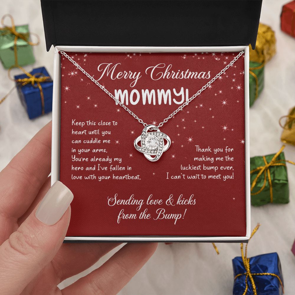 To My Mom Christmas Necklace Christmas Gift For Mom To Be First Time Mommy Gift Love Knot Necklace Set Gift for Mommy