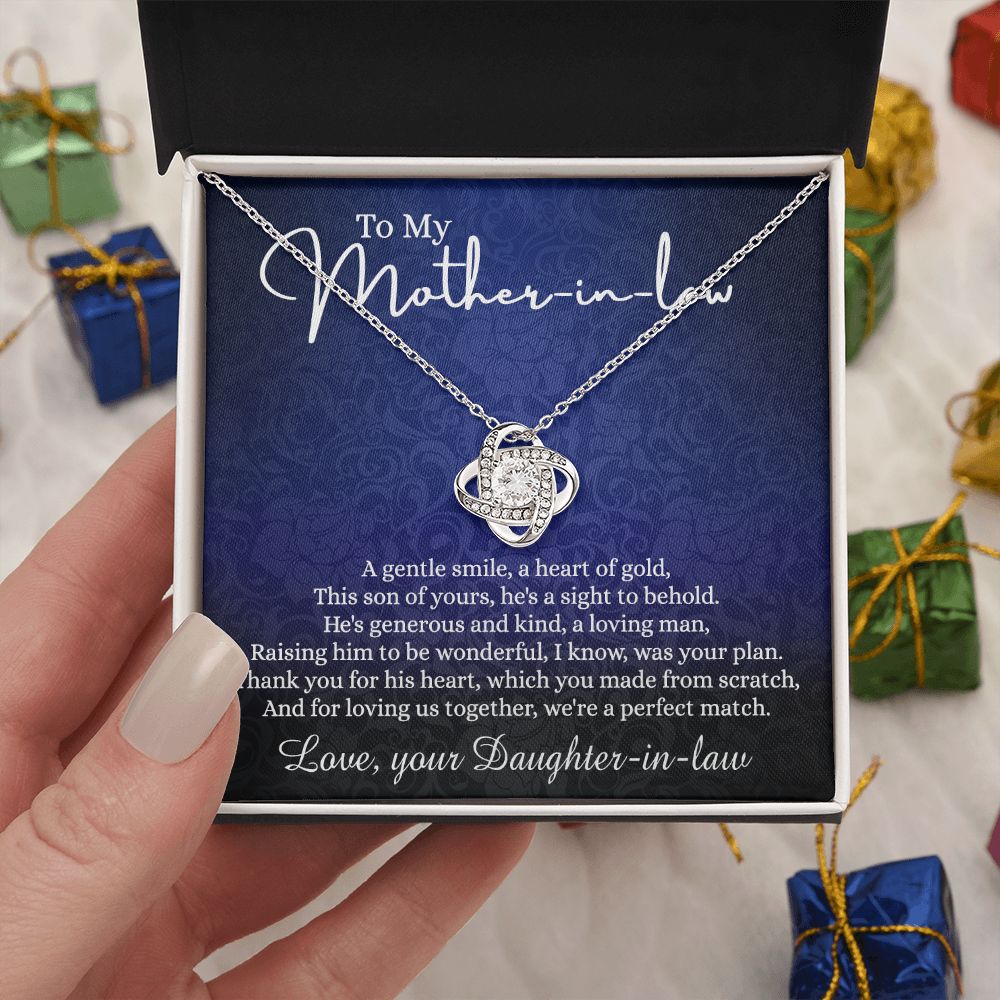 To My Mother in Law Gift Necklace, Mother in Law Love Knot Necklace Gift From Daughter In Law, Jewelry Gift For Women, To My Mother-in-law on Wedding Day Mother's day Necklace Gift Birthday For Mom Love Knot Necklace 6323