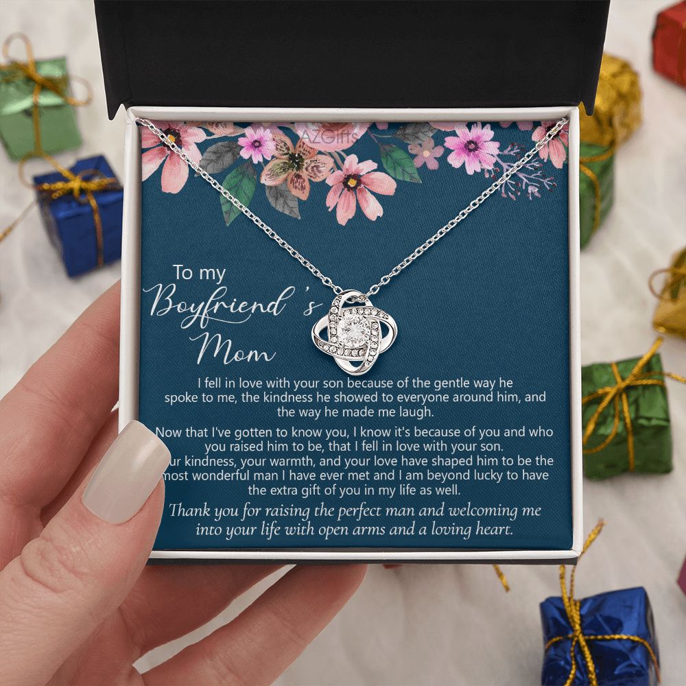 Fell In Love Necklace Gift For Boyfriend's Mom Gift Necklace, To My Boyfriends Mom Necklace From Son, Mother And Son Gift Necklace, Gift For Boyfriends Mom Love Knot Necklace Jewelry Gift For Women Love Knot Necklace 6323