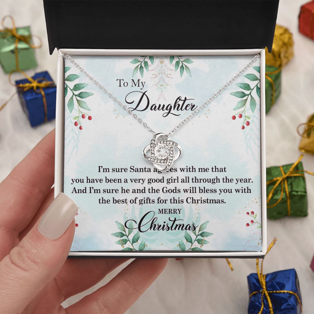 To My Daughter Necklace Love Knot Necklace Gift for Daughter from Mom Mother Daughter Necklace Christmas Daughter Necklace Gift from Mom Birthday Gift Daughter Necklace for Teen Girl Jewelry Gift for Daughter