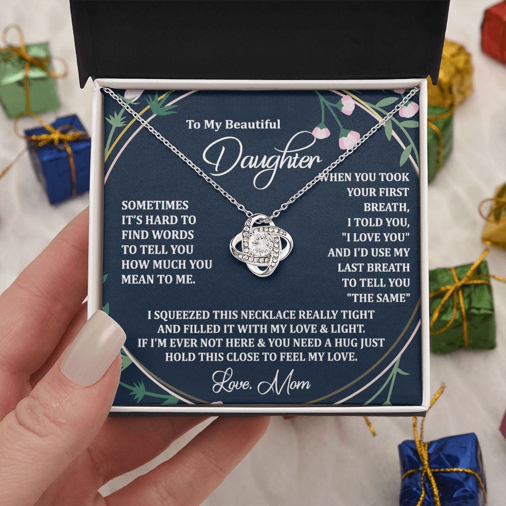 To My Daughter Necklace Love Knot Necklace Gift for Daughter from Mom Christmas Daughter Necklace Gift from Mom Birthday Gift Daughter Necklace for Teen Girl Mother Daughter Necklace Jewelry Gift for Daughter