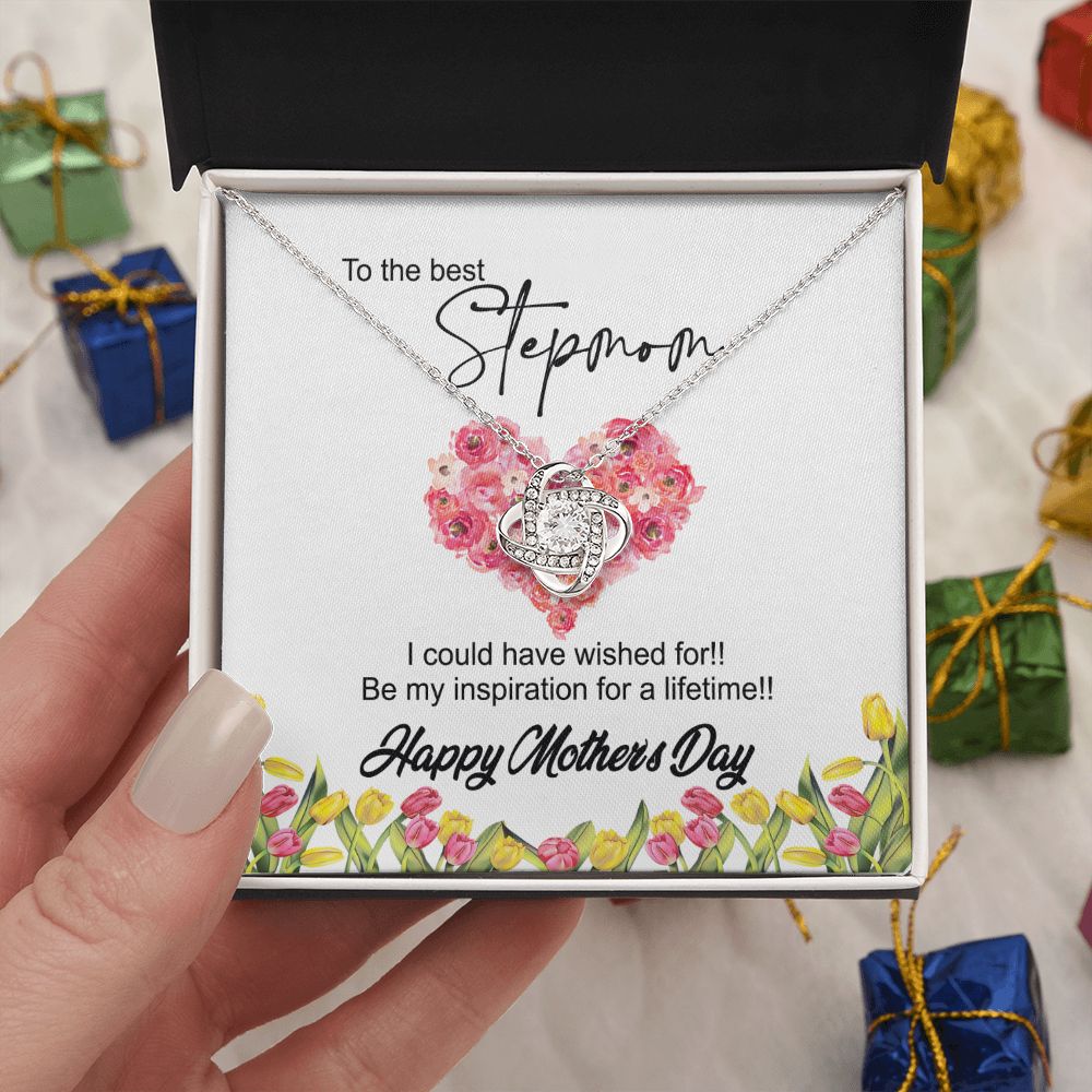 To The Best Stepmon Necklace, Happy Mother's Day Necklace Gift From Daughter, Son To My Step Mom Necklace From Daughter, Stepmom Gift Necklace, Boyfriend's Mom Gift Necklace, Love Knot Gift For Mom Love Knot Necklace 6323