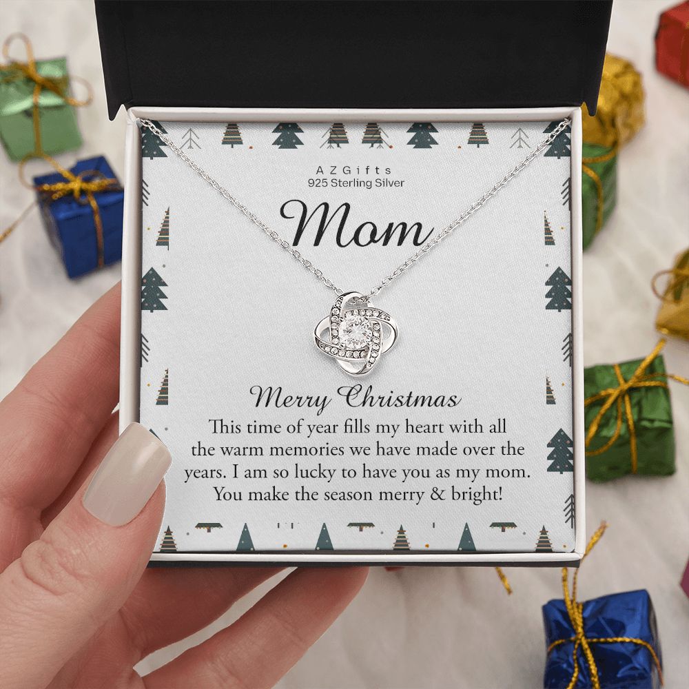 To My Mom Necklace, To My Mom Love Knot Necklace From Daughter Son To Mom Mother In Law Pendant Christmas Necklace Gift For Mother In Law Gift Necklace, Merry Christmas Necklace Gift For Mom, Mommy Love Knot Necklace 6323