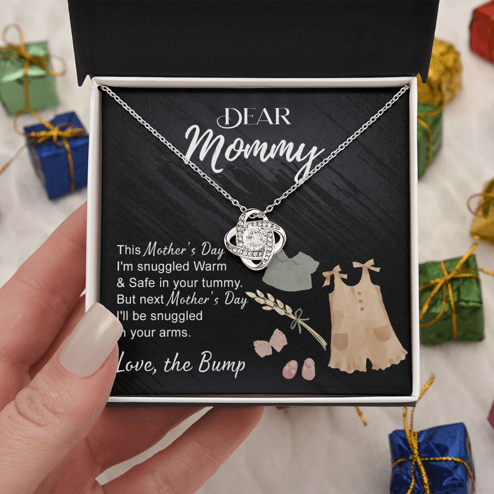 Dea Mommy Necklace Mothers Day Love Knot Necklace, Mothers Day Gifts for Pregnant Wife, Happy Mothers Day Necklace Gift for Moms to Be, Mother To Be Mothers Day Gift, To My Mommy Necklace from Bump Love Knot Necklace 6323
