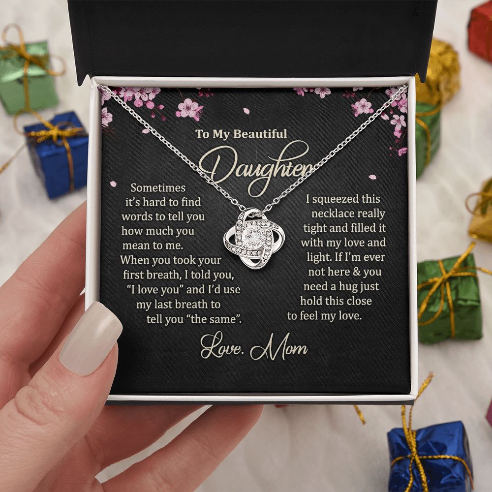To My Daughter Necklace Love Knot Necklace Gift for Daughter from Mom Mother Daughter Necklace Christmas Daughter Necklace Gift from Mom Jewelry Gift for Daughter Birthday Gift Daughter Necklace for Teen Girl